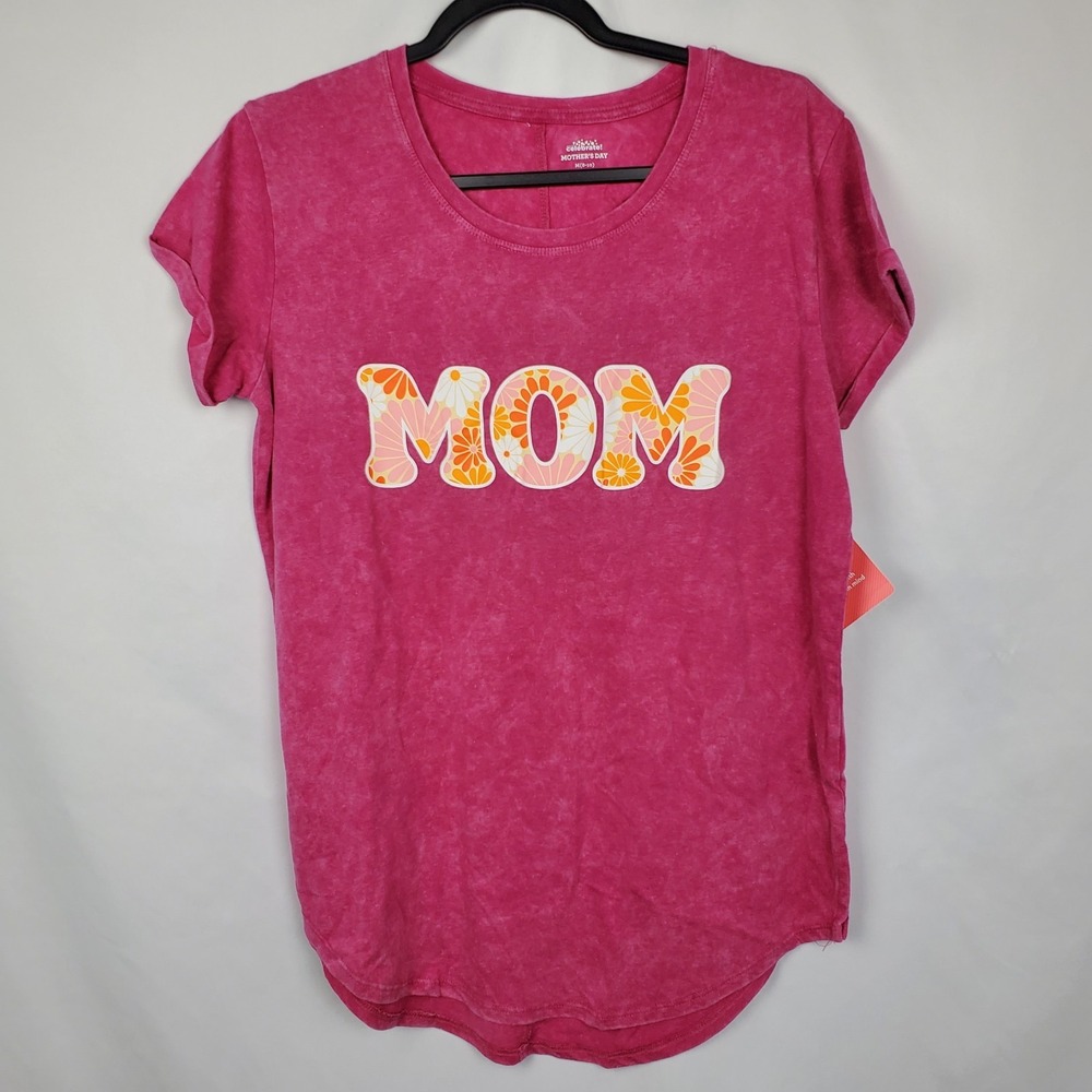 Way To‎ Celebrate Women's T-shirt Size M 8-10 Pink Mothers Day Floral "Mom" NWT